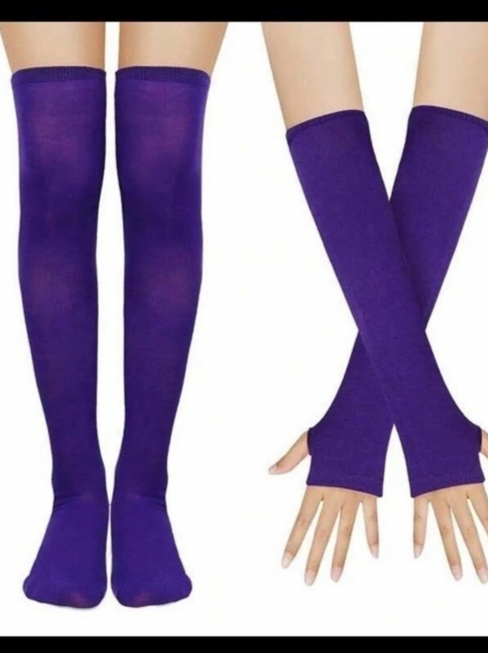 Purple Thigh-High Socks & Arm sleeves